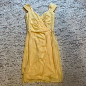 After Six Yellow Sleeveless Sweetheart Midi Dress